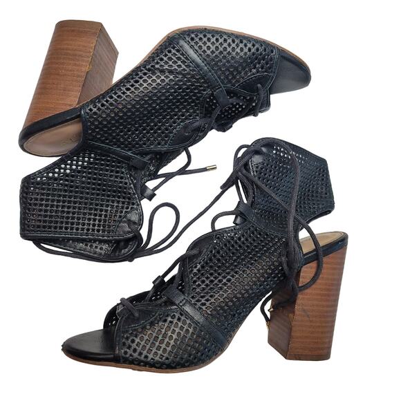 Aldo Alicya Perforated Lace Up Open Toe Block Heel Sandal, Size 8, EUC - Picture 2 of 11